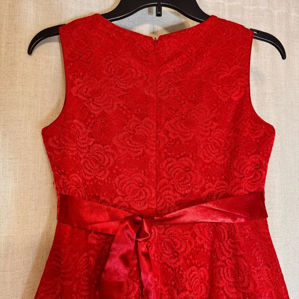 Girls 14 Bonnie Jean Red Sparkle Holiday Dress